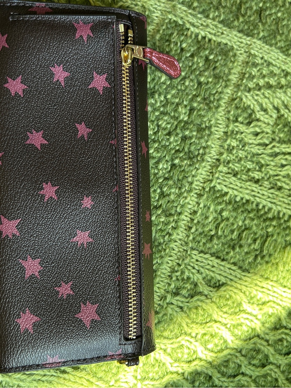 Coach Soft Long Wallet with Disco Pink Star Print on Brown Coated Canvas - Picture 3 of 12